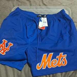 Blue and Orange Swim Trunks with Elastic Waistband